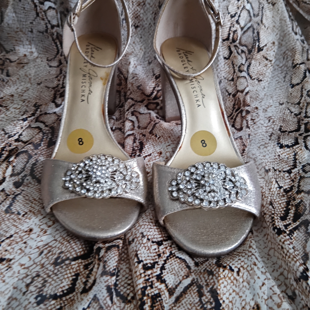 Badgley Mischka Gold Embellished Heels